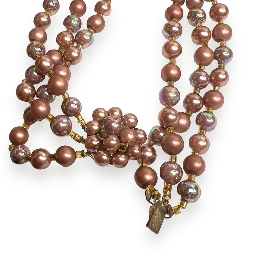 Vintage Japan Multi-strand Mauve Beaded Necklace - Picture 5 of 6